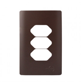 Placa P/ 3 Tomadas 4x2 - Novara Marrom Fosco